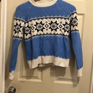 Aerie  Fair Isle Soft blue and white snow flake sweater -size XS
